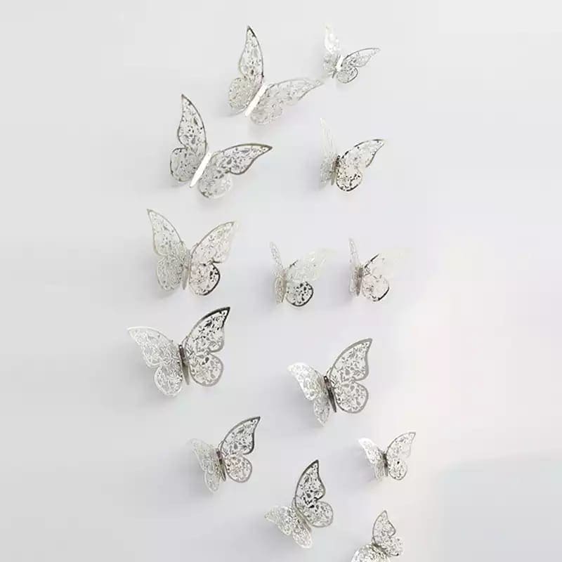 Set Of 12 3D Hollow Butterfly Wall Stickers For Home Decor, Butterflies Fridge Stickers, Party Wedding Decor Set Of 12 3D Hollow Butterfly Wall Stickers For Home Decor, Butterflies Fridge Stickers, Party Wedding Decor